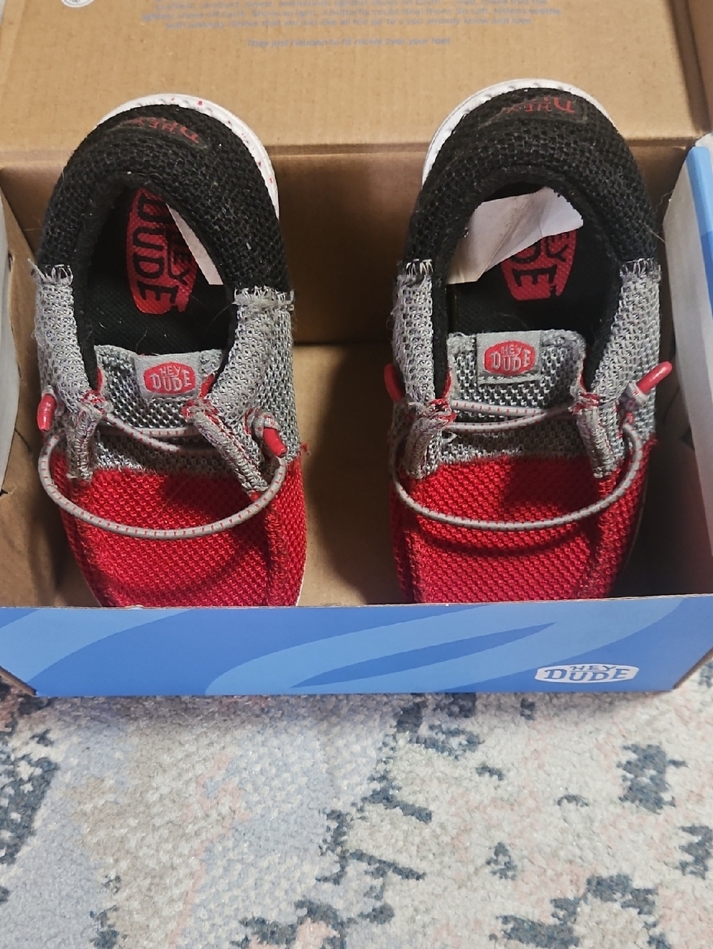 Hey Dude Kids Red and Gray Slip-On Sneakers, Size 8